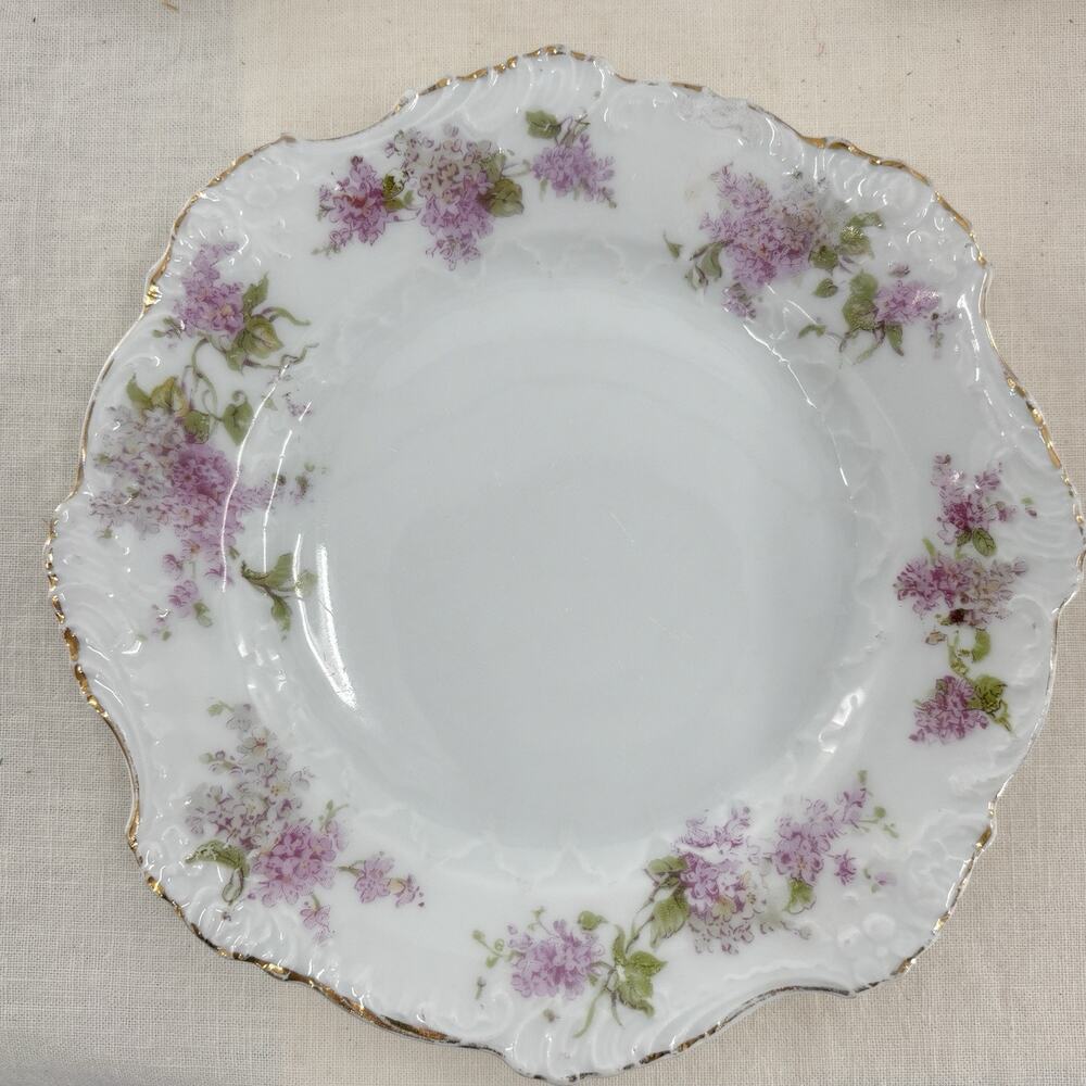 Antique Hermann Ohme Silesia Porcelain Plates Lot 8 Floral Gilt Mismatched Set - Picture 5 of 16